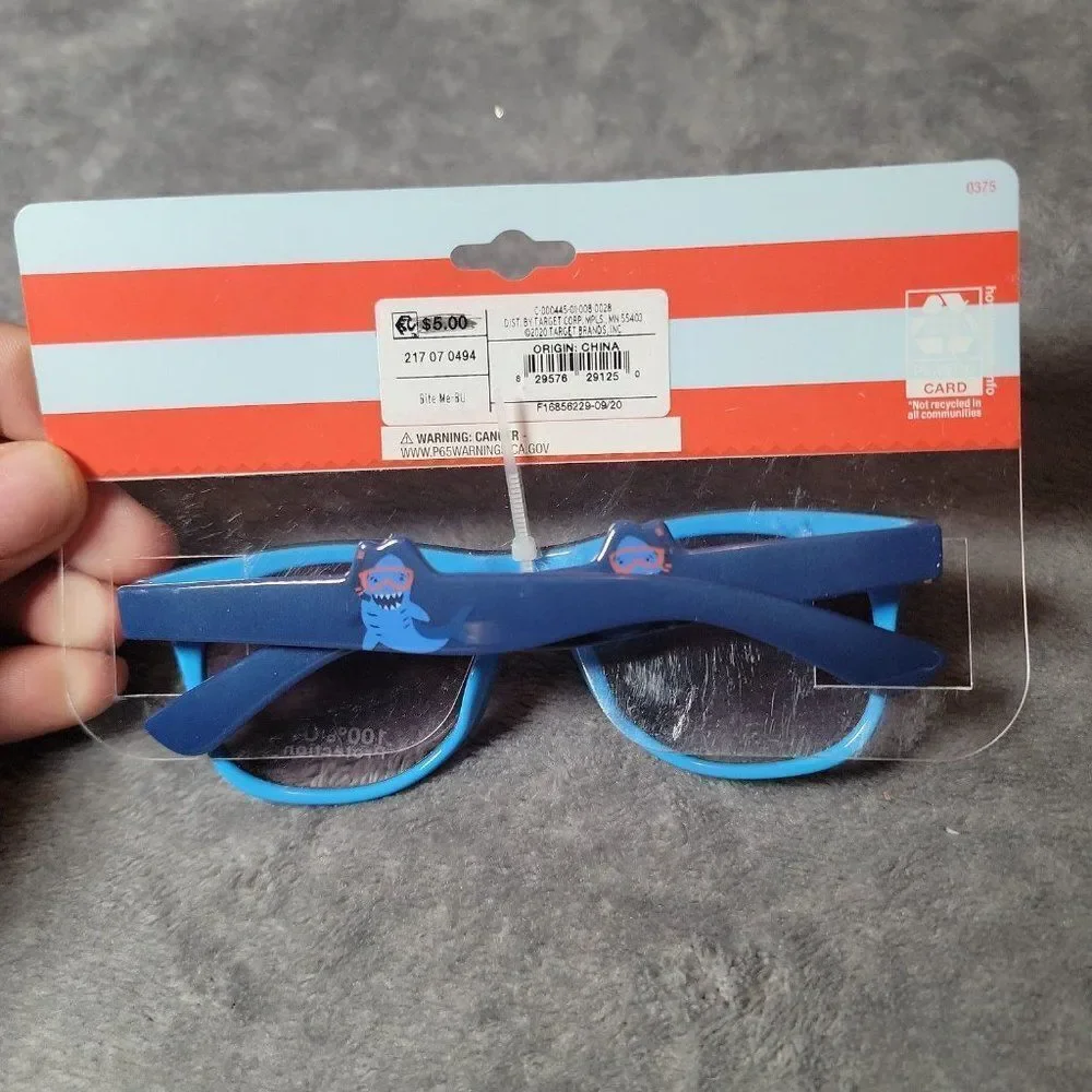 Cat & Jack Kids Black Blue Geometric 100% UV Protection Square Sunglasses Set